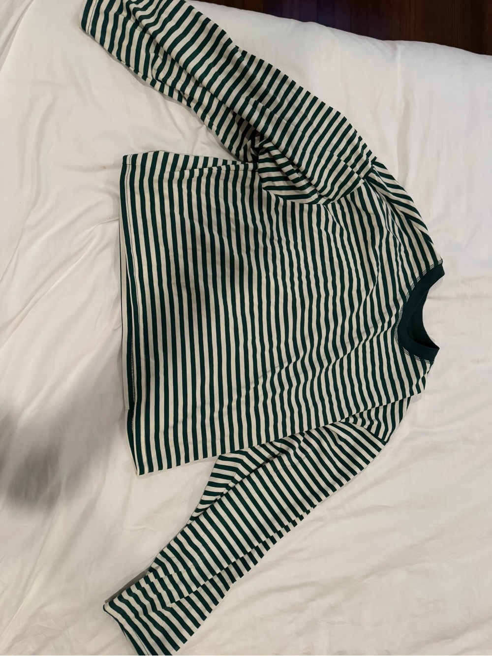 Lioness Green and White Striped Crewneck Sweater